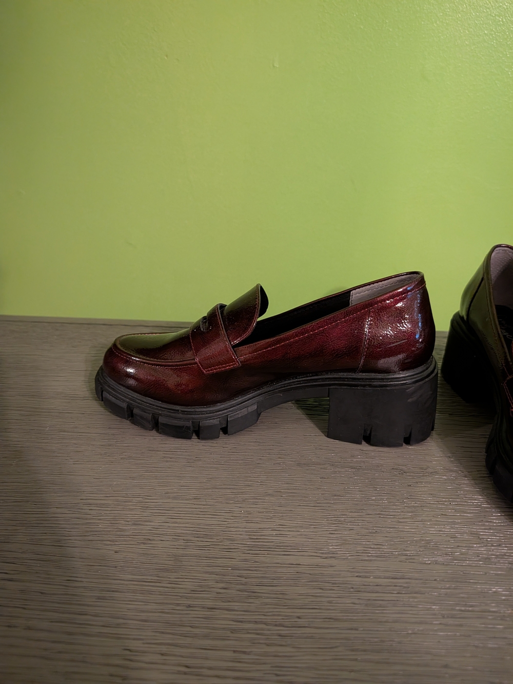 Crown Vintage Chunky Wine Red Penny Loafers